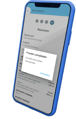Tel&eacute;fono con el resultado de transmitir un pedido.